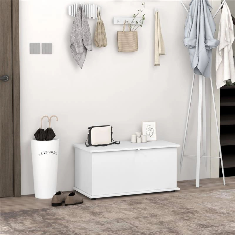 PANCA CONTENITORE MULTIUSO IN LEGNO PER CAMERA E INGRESSO 80X40X40 CM BIANCO