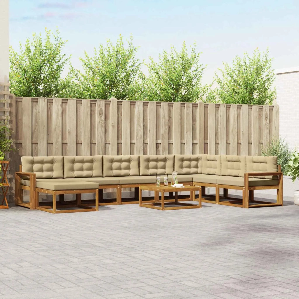 Set di divani da esterno con cuscino 9 pcs Naturale e Beige