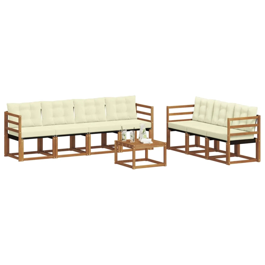 Set di divani da esterno con cuscino 8 pcs Naturale e Crema 3368461