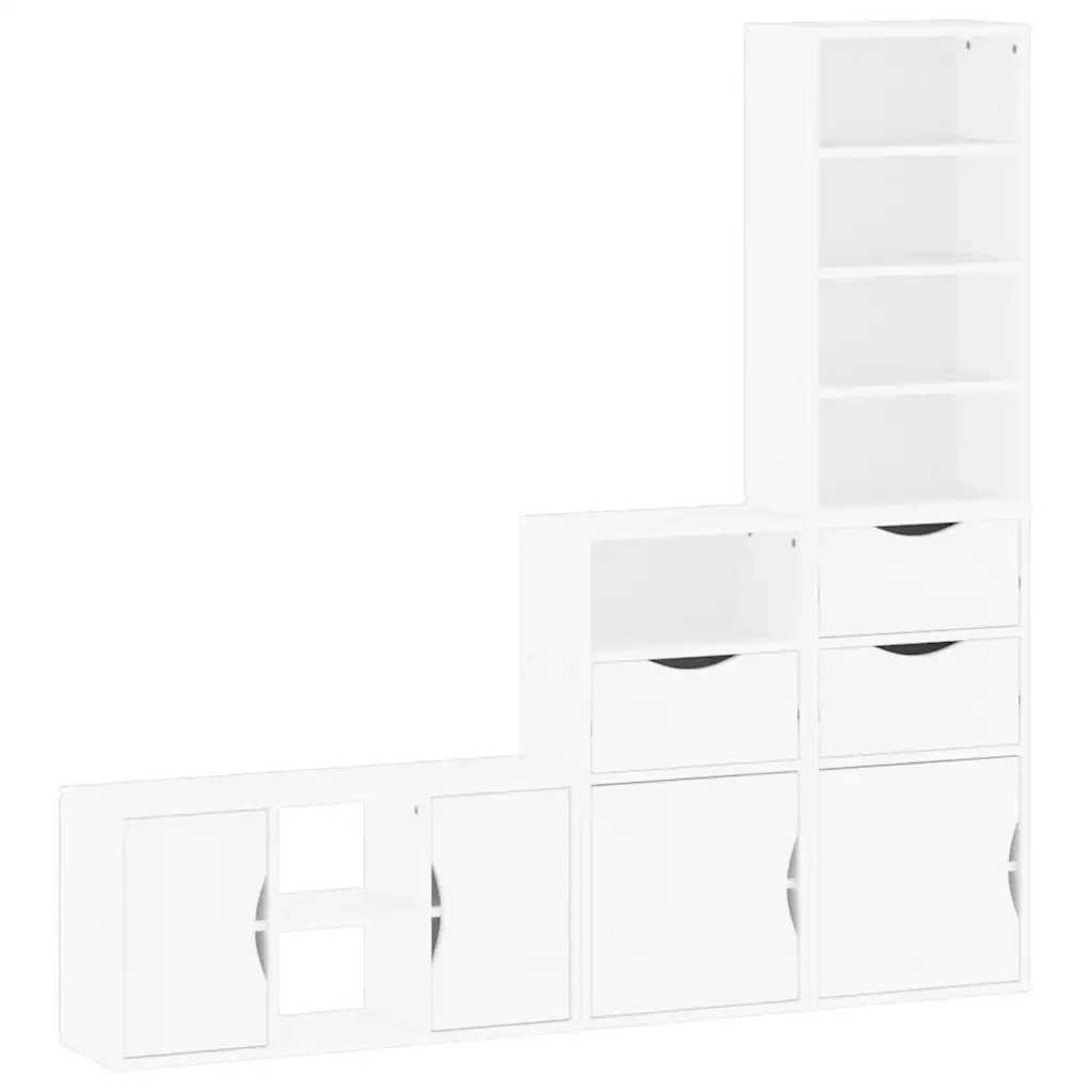 Mobile TV 4 pz con Contenitore ODDA Bianco in Legno di Pino 3365373