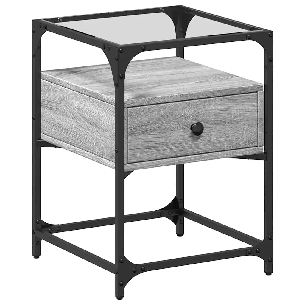 Set di 2 Comodini | Armadio da Notte | Mobiletto da notte Grigio Sonoma 40x40x55 cm in Legno Multistrato