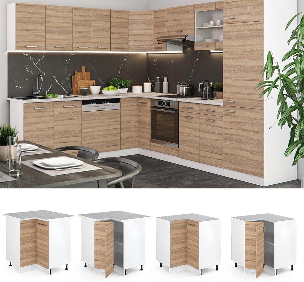 Mobile ad angolo cucina R-Line, Sonoma, 75.6 cm senza piano di lavoro, per la libera combinazione all'interno di sistemi cucina modulari