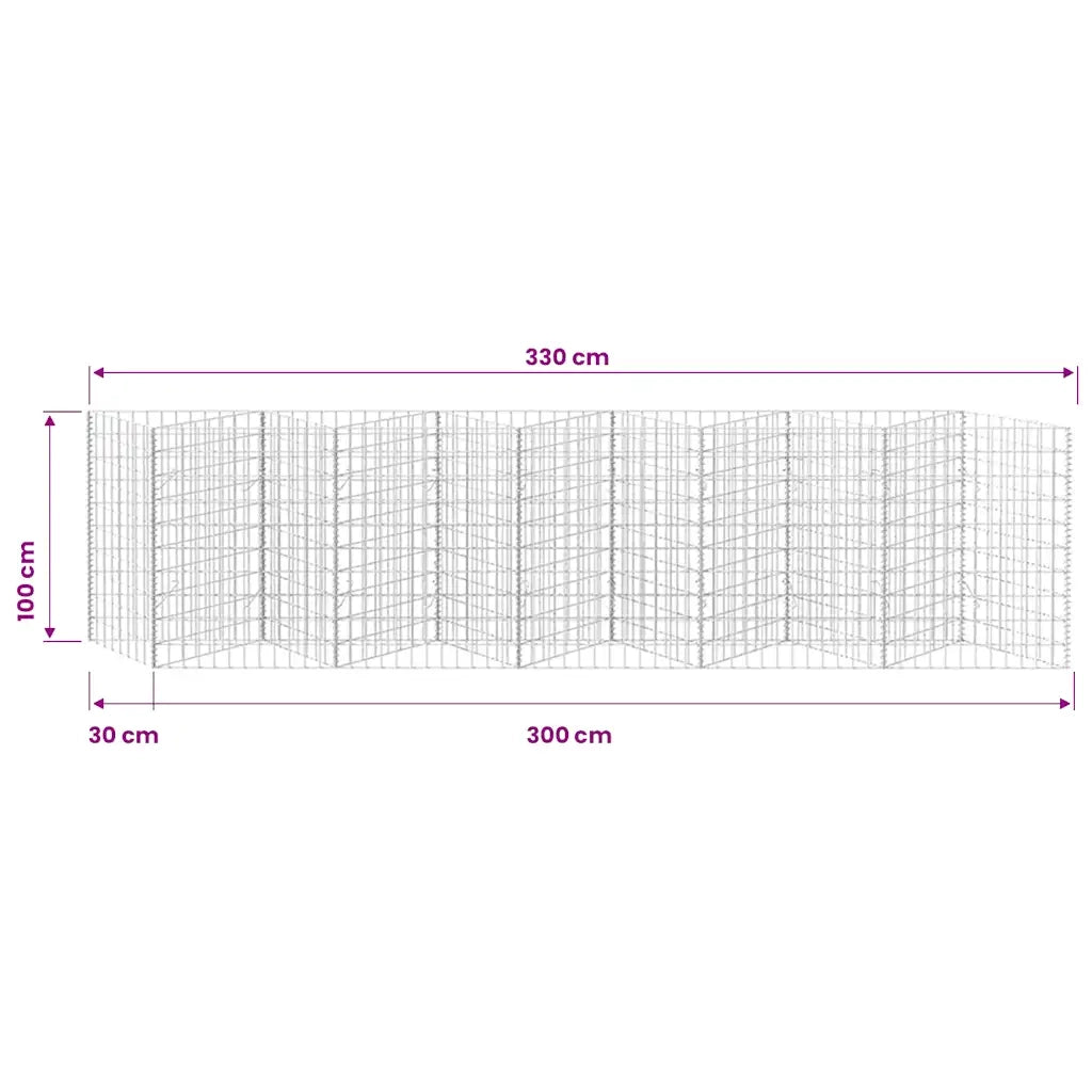 Gabbione in Rete in Acciaio Zincato 300x30x100 cm 142537