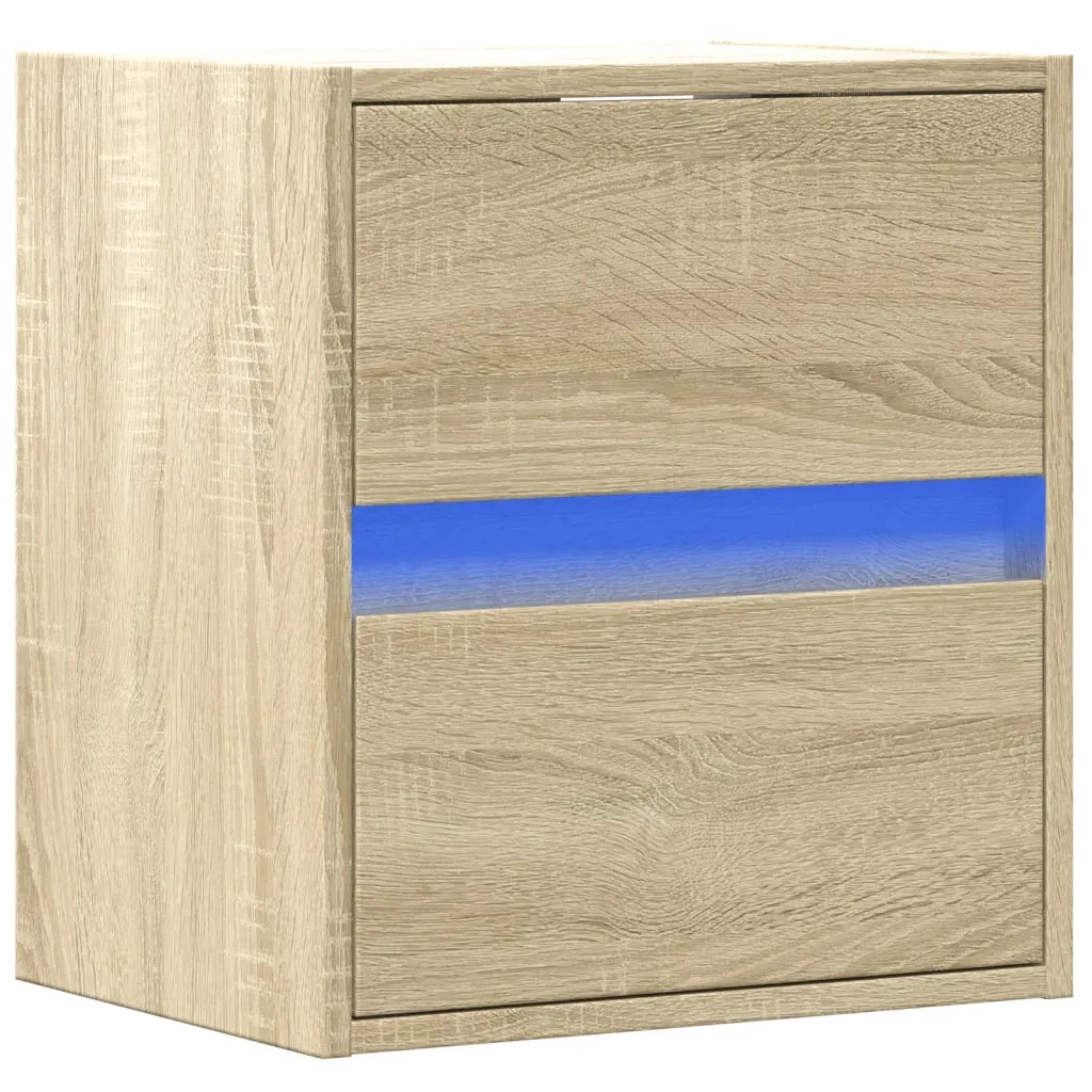 vidaXL Comodino a Parete con luci LED Rovere Sonoma