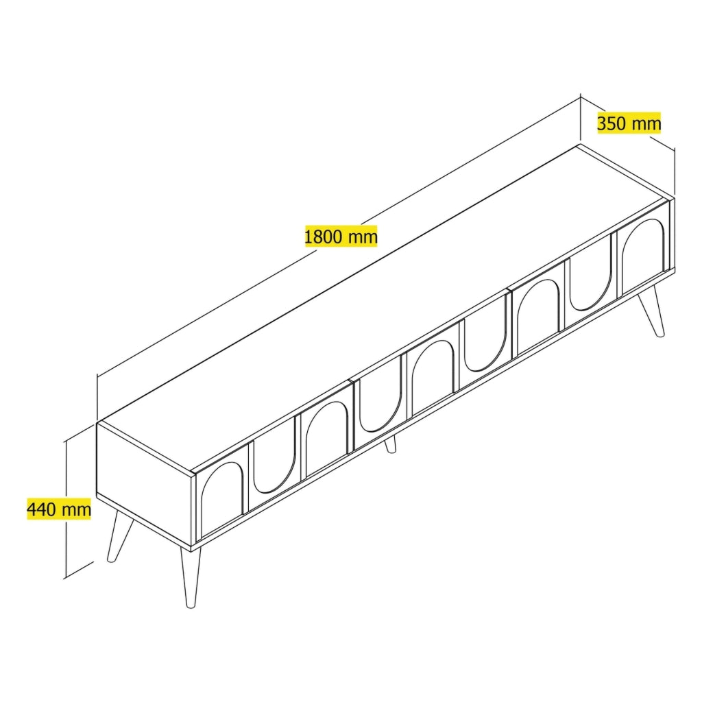 Scafa, Mobile Porta tv 3 Ante, 180x35x44h cm Bianco Crema