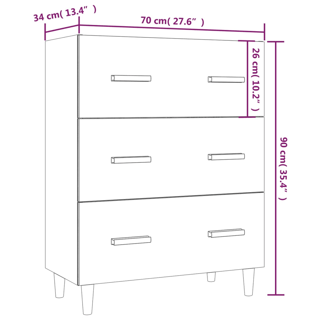 Credenza Rovere Sonoma 70x34x90 cm in Legno Multistrato 812153