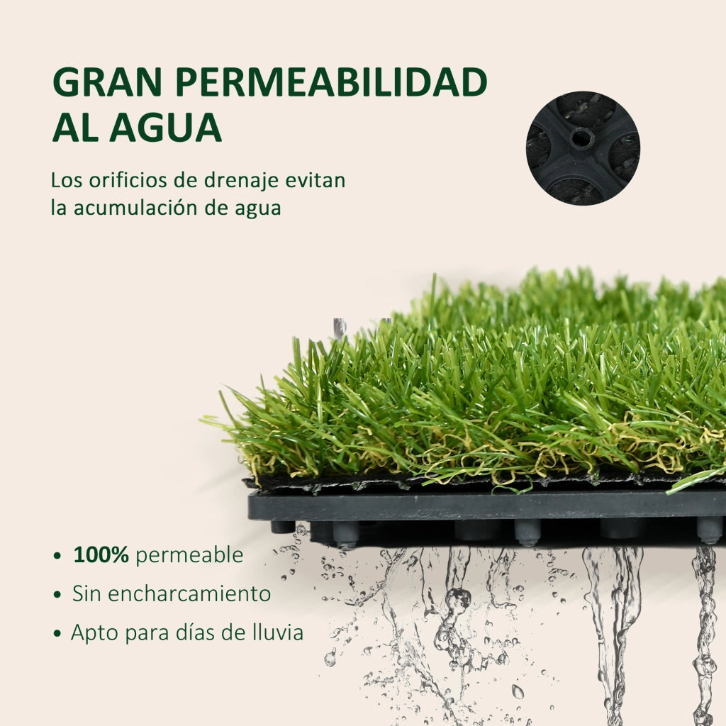 Tappeto erba sintetica 10 pezzi ¨C zephmum ¨C 30x30 cm verde scuro