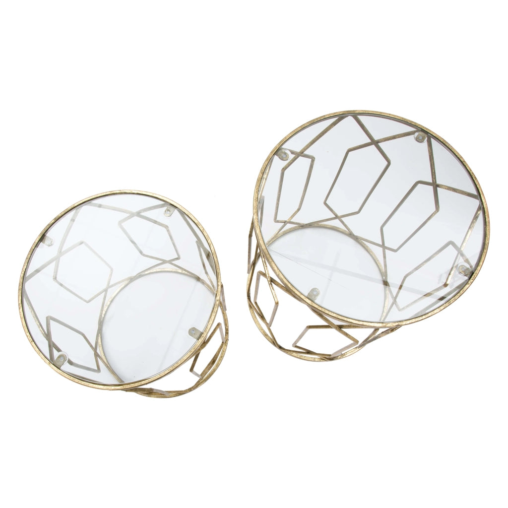 Gamalema, Tavolino da Salotto set da 2, 42x42x53h cm oro