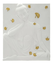 Pannello Buddha 46x5,7x55,5 cm in Resina Bianco e Oro