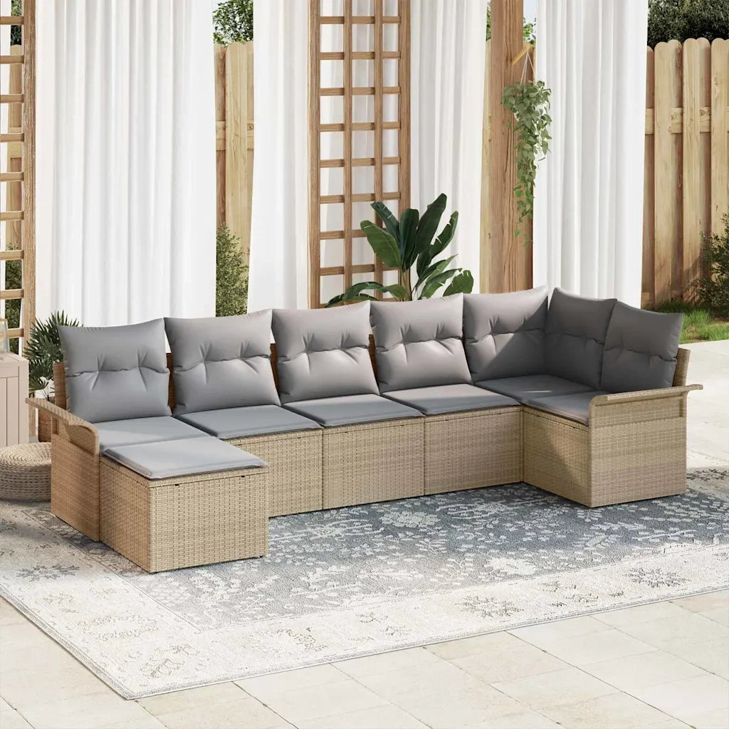 Set Divano da Giardino con archiviazione 7 pcs Beige polyrattan 3354119