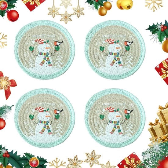 Piatti rotondi per la tavola - Set da 4 - 18 cm - Coton - Lavabile - Resistenti al calore - Assorbenti - Cucina - Tavola da pranzo - Piatti di sottoscrizione
