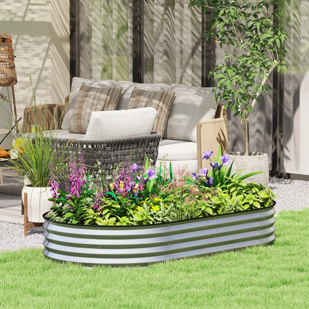 Letto da Giardino Rialzato in Acciaio Zincato ¨C Zephmum ¨C 181x93x30cm Argento