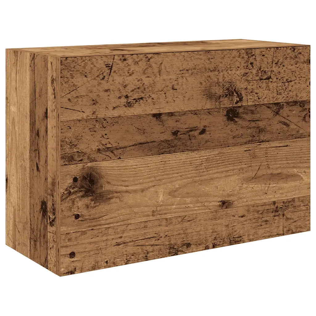 Mobiletto da bagno a parete pratico e di design con vani contenitori 60 x 25 x 40 cm realizzato in legno composito con finitura effetto legno anticato 02_0051267