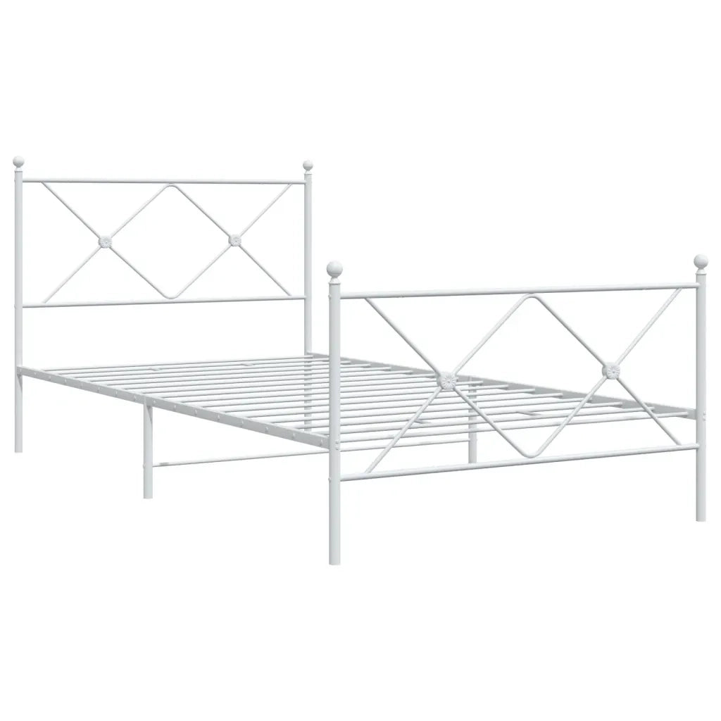 Giroletto con Testiera e Pediera-Struttura Letto Metallo Bianco 100x190 cm 796790