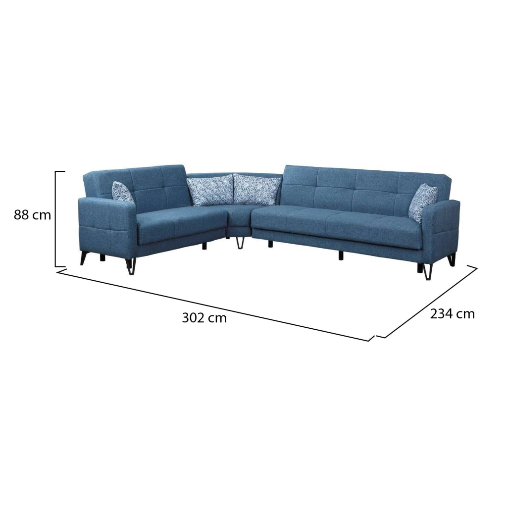Apo, Divano Letto con Penisola Contenitore, 234x302 cm Nero