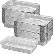 Set di contenitori barbecue in alluminio da 100 - rettangolari - contenitori per grigliate grandi - griglia - argento - 31 x 21 cm