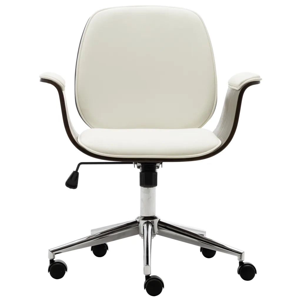 Sedia da Ufficio Bianca in Legno Piegato e Similpelle 283126