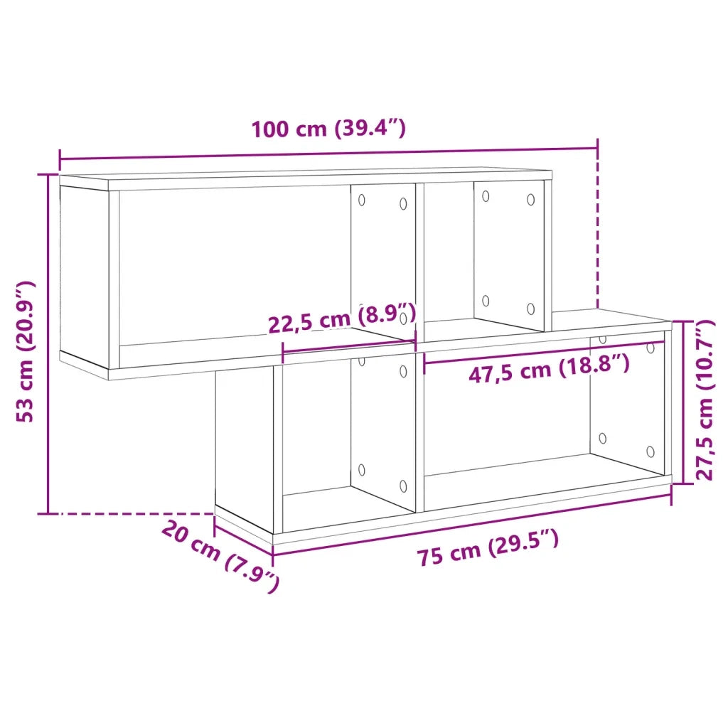 Scaffale a Parete Rovere Sonoma 100x20x53cm Legno Multistrato 848019