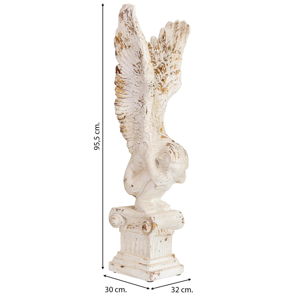 Figura decorativa angelo in magnesio bianco 32x30x95,5h cm
