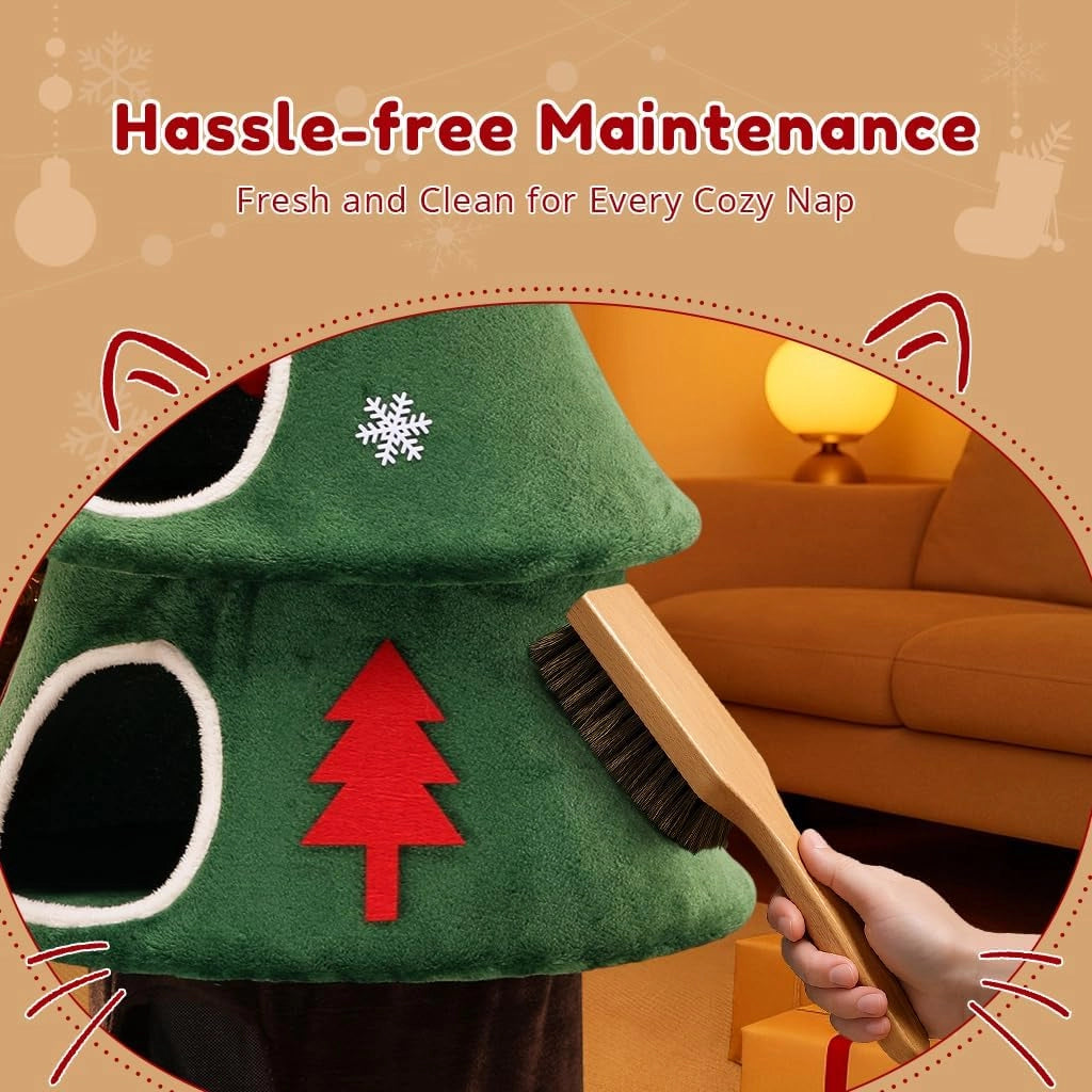 COMHOAM Tiragraffi alto 135 cm, design albero di Natale a più piani con casetta per gatti, con colonna tiragraffi, palla da gioco, albero da arrampicata stabile per gatti, verde
