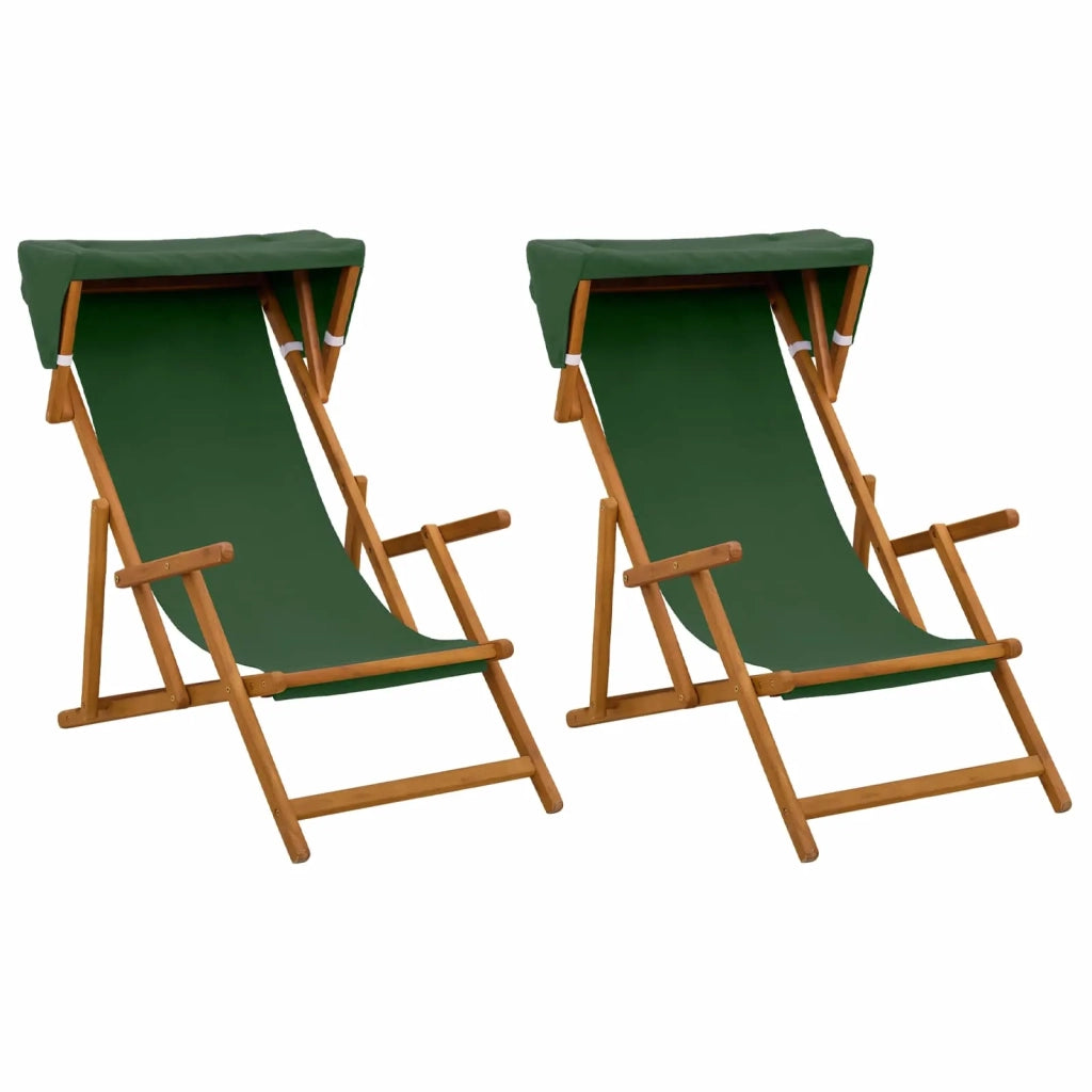 Lettino 2 pcs 3 Posizione Legno di Eucalipto Massello Verde 3407812