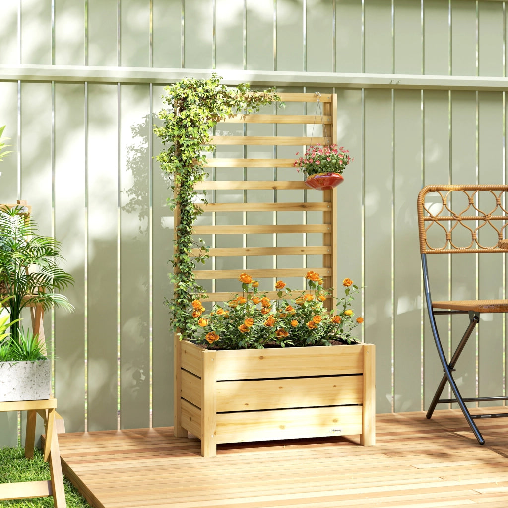 Vaso da fiori rialzato con graticcio in legno ¨C zephmum ¨C 60x39x120 cm