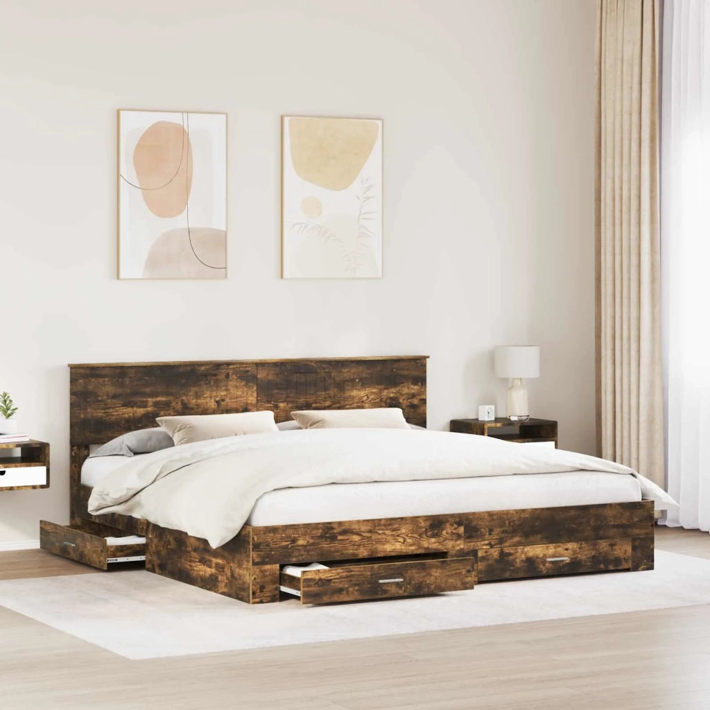 Struttura del letto Rovere fumé 200 x 200 cm Legno multistrato