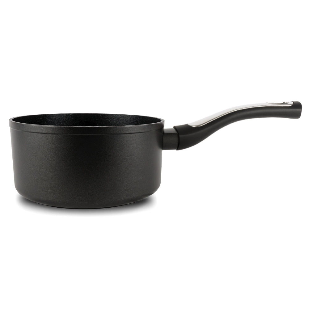 Casseruola 1 manico con coperchio Elegance Black 18 cm doppio fondo acciaio inox, manico Soft touch