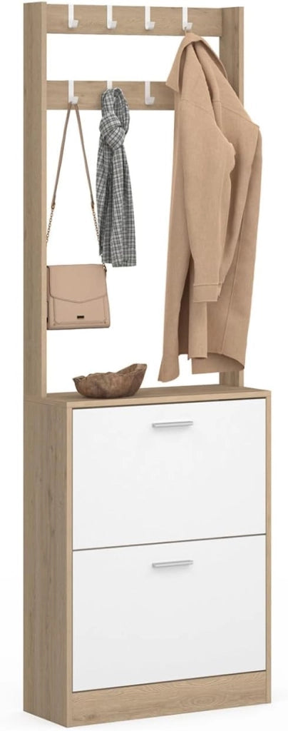 Scarpiera KLARK a 2 ante con effetto legno e bianco