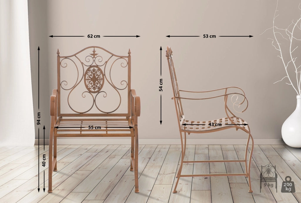 Set di 2 sedie da giardino Punjab con braccioli antico marrone