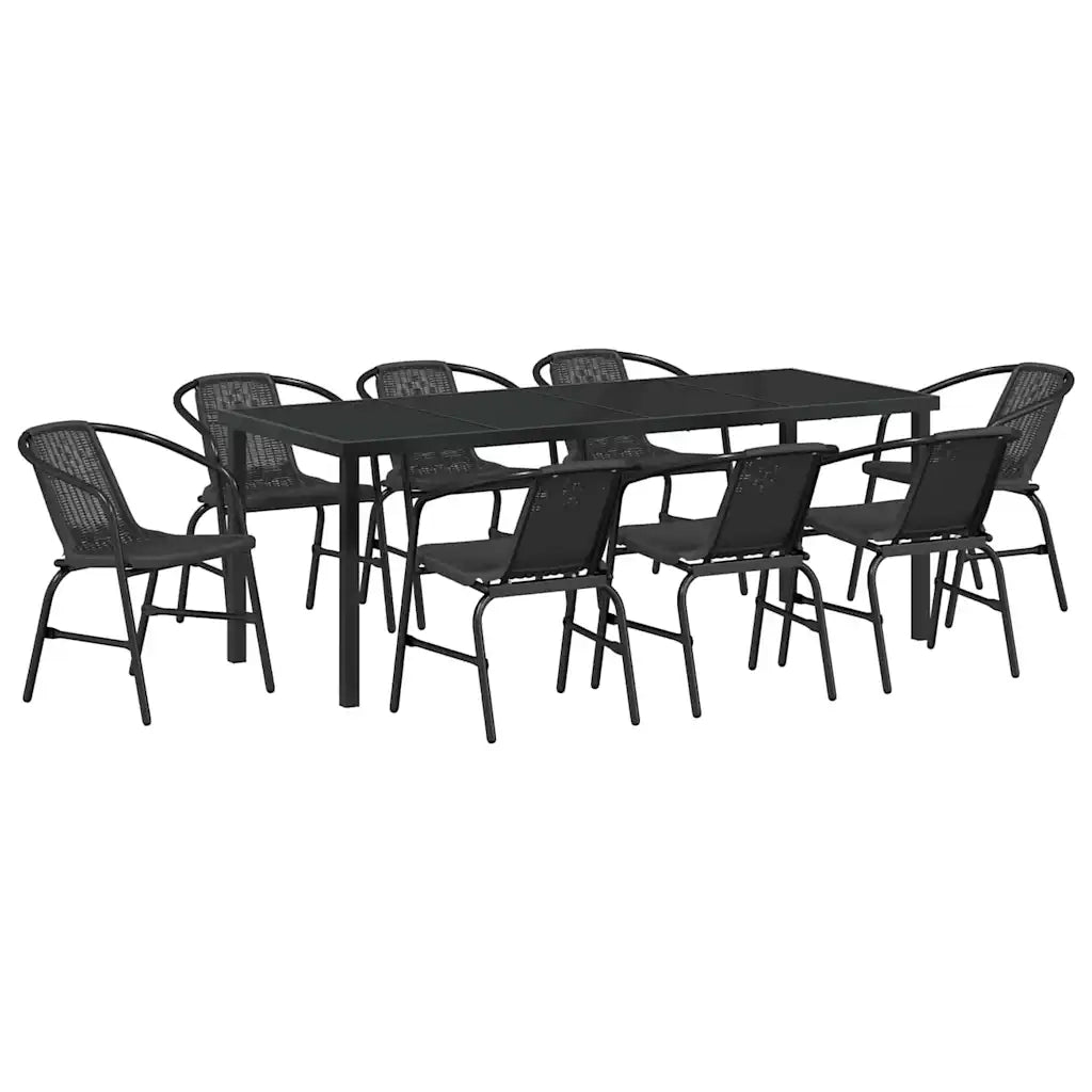 Set da Pranzo per Giardino 9 pcs Nero 3379386