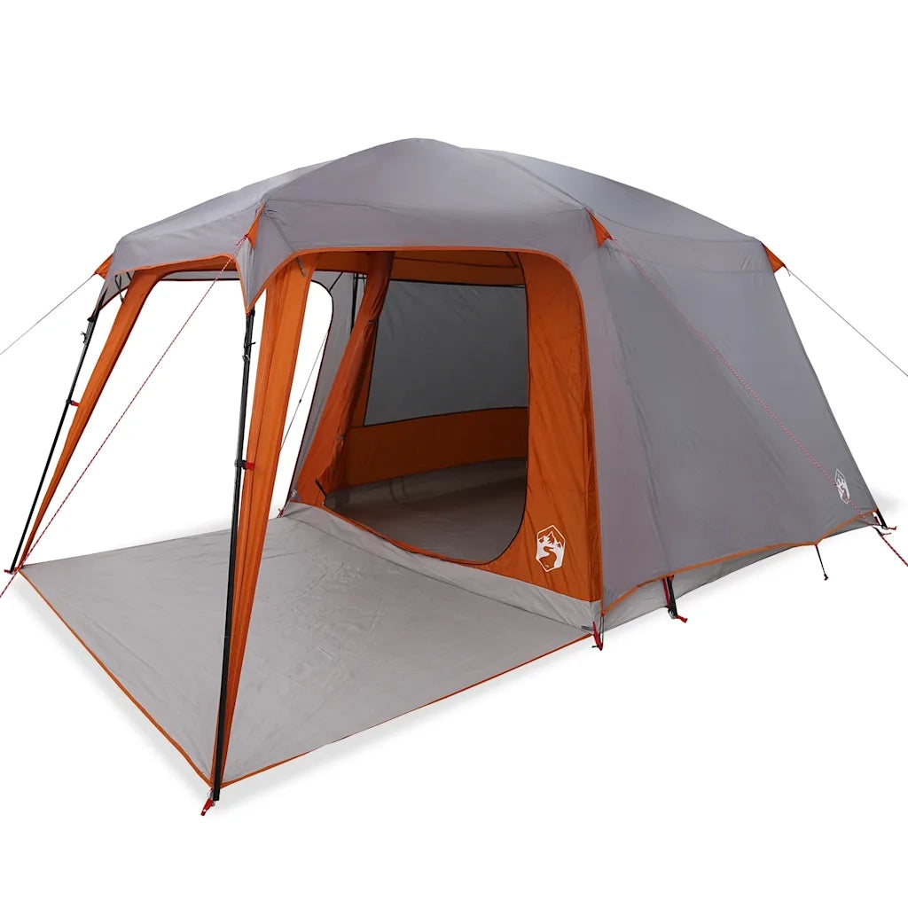 Tenda da Campeggio con Portico 5 Persone-Tenda per Escursionismo Grigio e Arancione