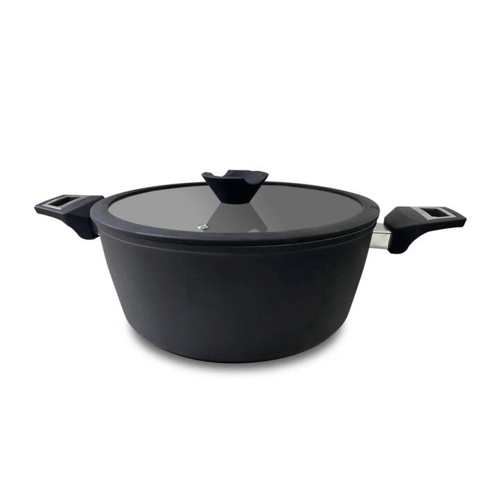 Casseruola alta con coperchio in vetro, alluminio forjato antiaderente 24cm, induzione cucina - SOGO