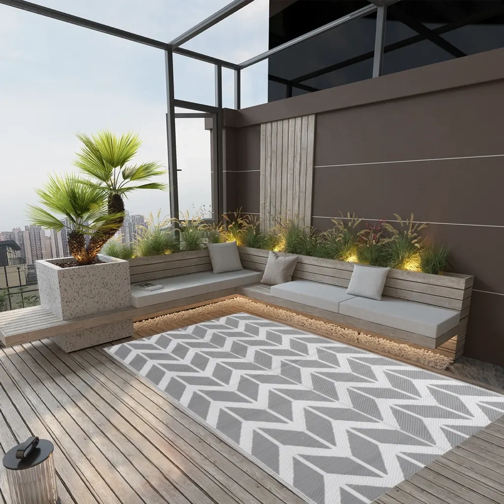 Tappeto da Esterno ARAKIL Grigio 160x230 cm in PP CFW3939051