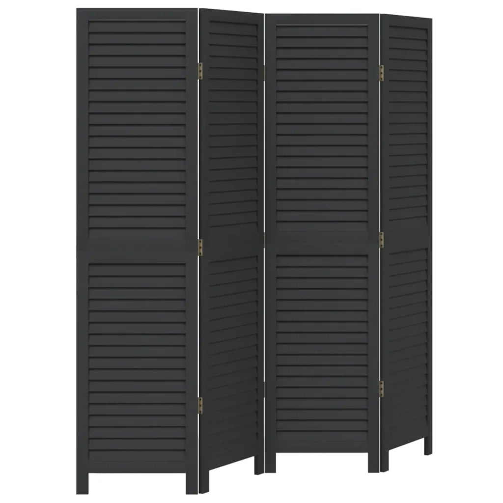 Divisorio Ambienti | Divider per stanze | Paravento 4 Pannelli Nero Legno Massello di Paulownia