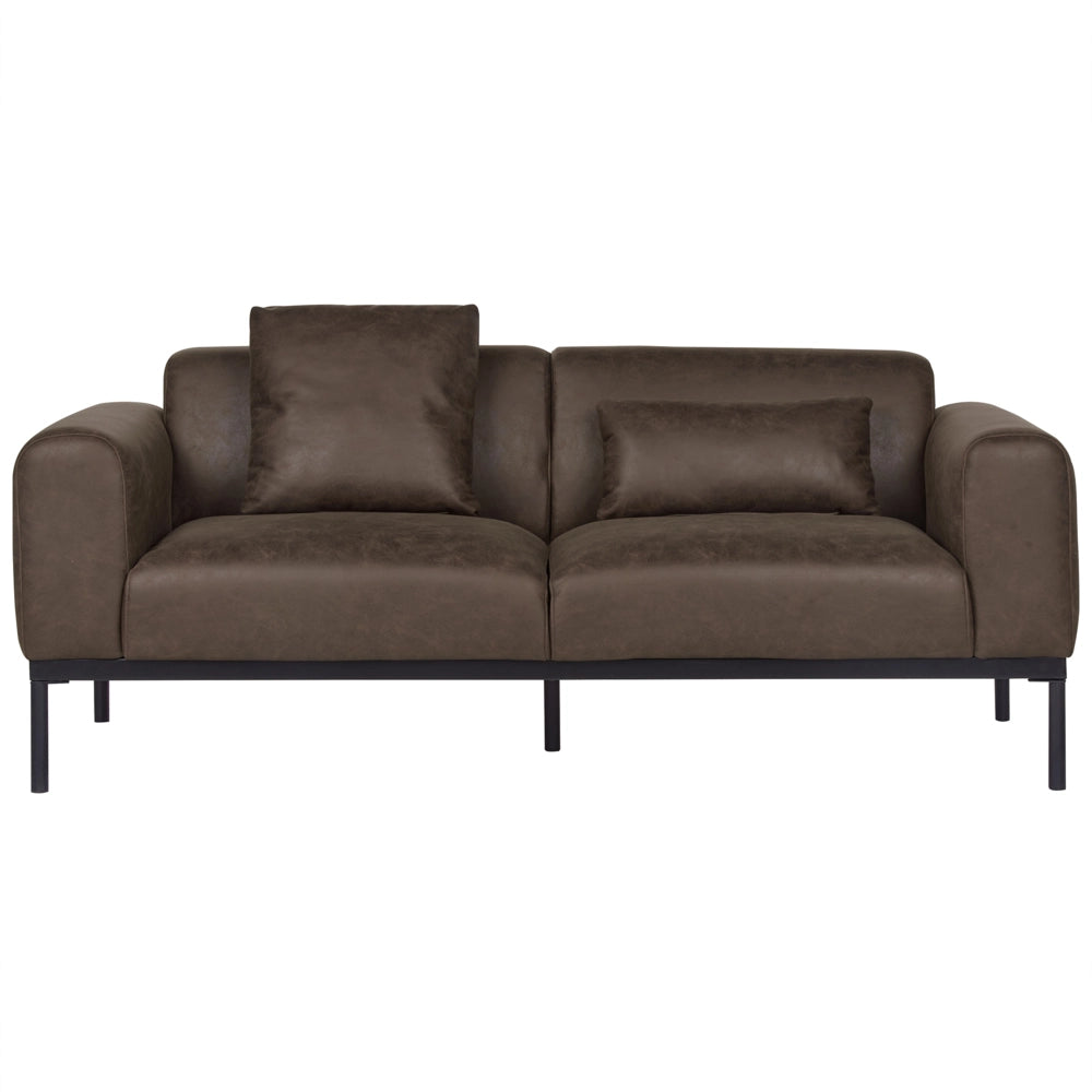 Divano a 2 posti in ecopelle marrone scuro con gambe nere Arredamento per il soggiorno Design elegante