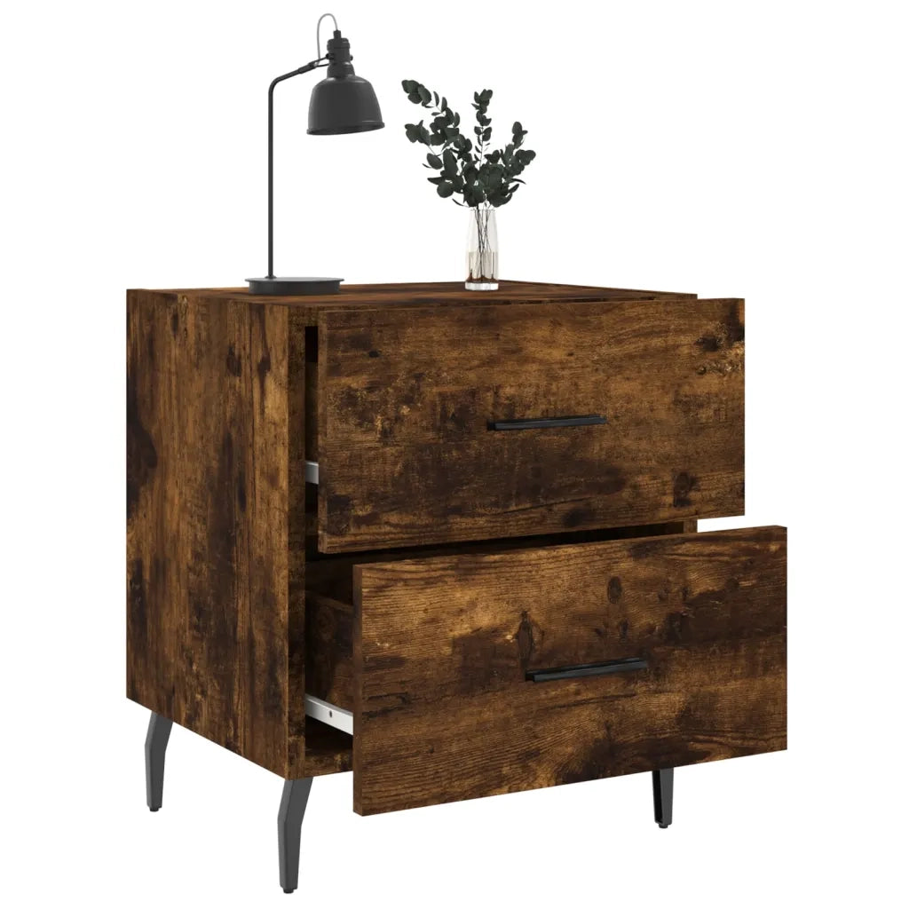 Comodini 2 pz Rovere Fumo 40x35x47,5 cm in Legno Multistrato 827351