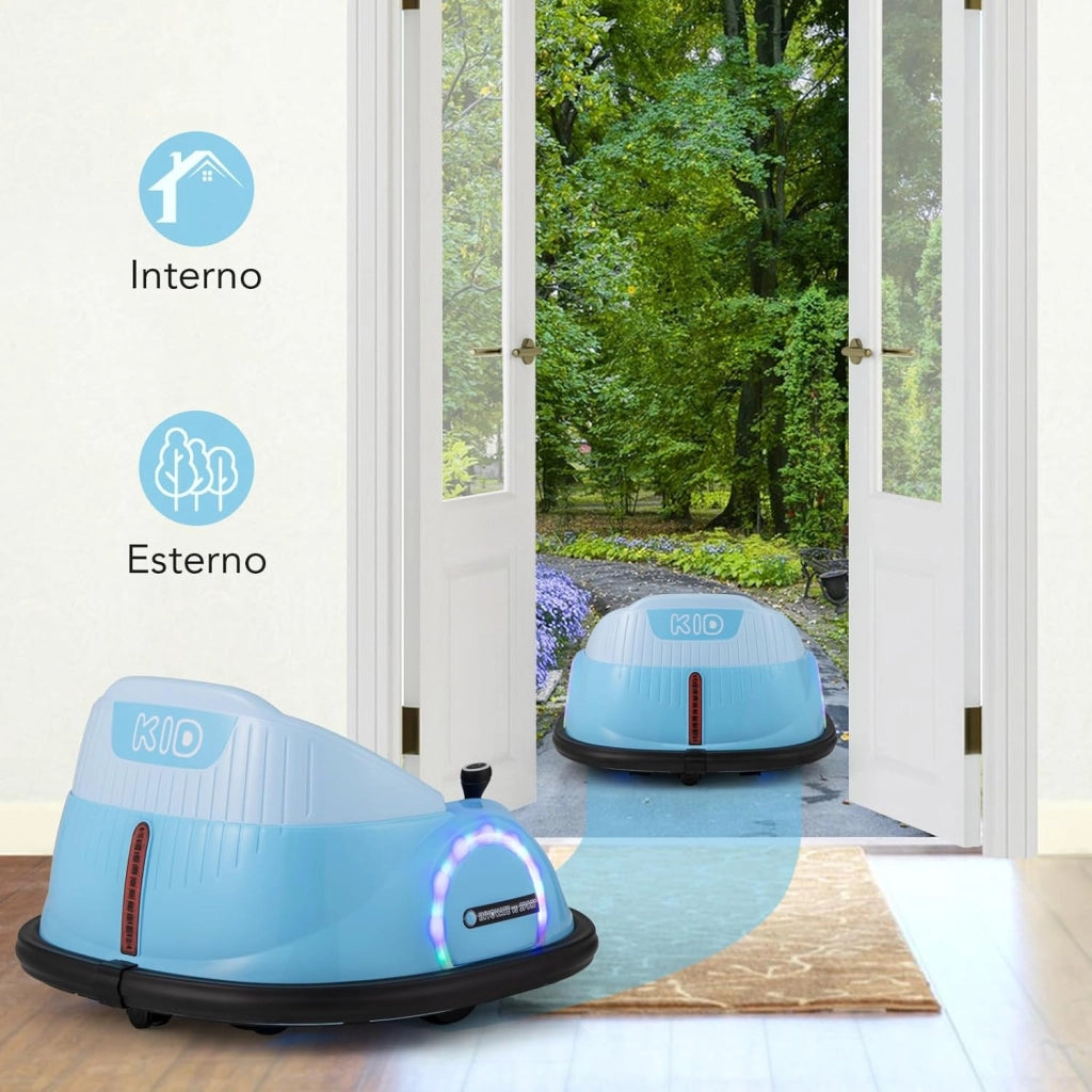 Autoscontro Elettrico per Bambini, Macchina Elettrica per Bambini con Luci LED, Connessione Wireless, Musica Giro a 360°, Macchina Cavalcabile per Bambini dai 18+ Mesi (Blu)