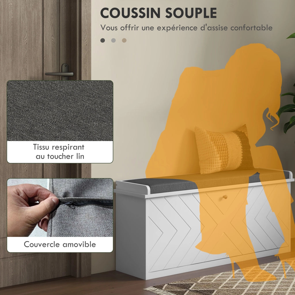 Panca con Scarpiera, Seduta e Ripiano Regolabile ¨C zephmum ¨C 100x48x26 Bianco