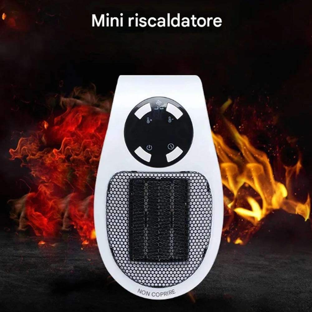 Termoventilatore Mini Stufa Scaldabagno Elettrico con Telecomando da Parete 2 Velocità Bianco e Nero