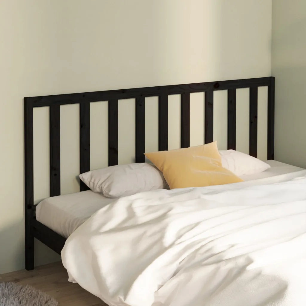 Testiera per Letto-Testata-Testiera Decorativa Nera 206x4x100 cm in Legno Massello di Pino 485841