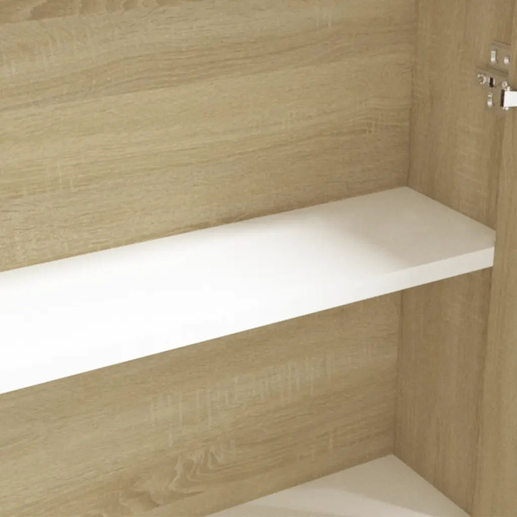 Armadietto a Specchio per Bagno 60x15x75 cm MDF Bianco e Rovere 331530