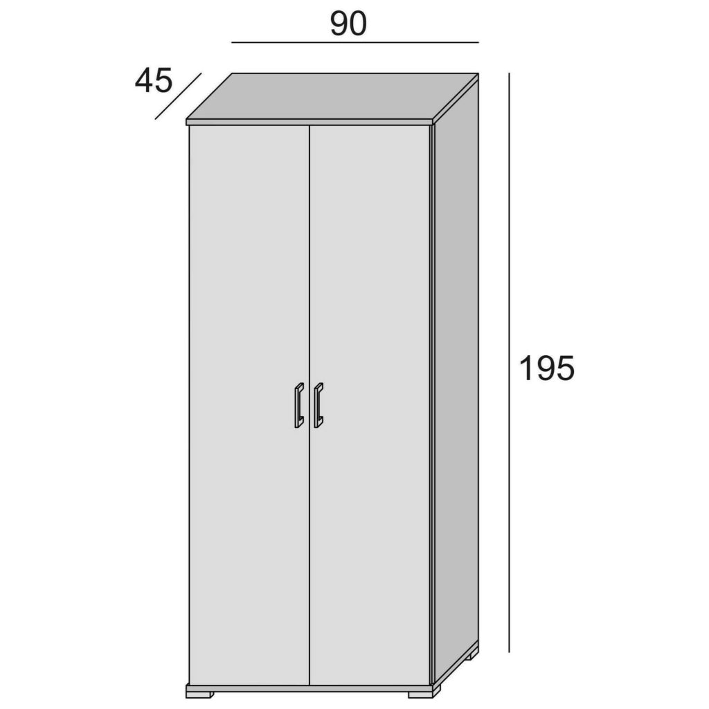 Aliosha, Armadio Multiuso 2 Ante 4 Ripiani Made in Italy, 90x195h cm Marrone Rovere