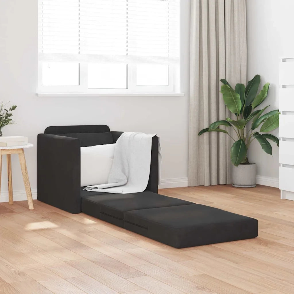 Divano letto-Sofa Letto-Daybed Nero 74 x 77 x 81 cm Velluto