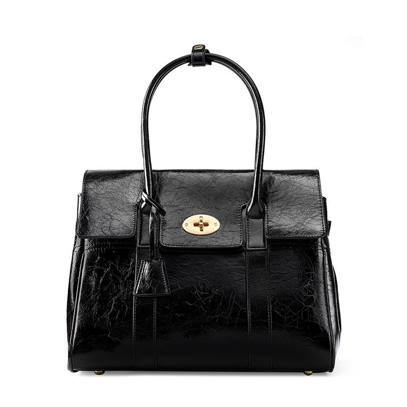 Borsa tote di grande capacit¨¤ in vera pelle morbida, nera