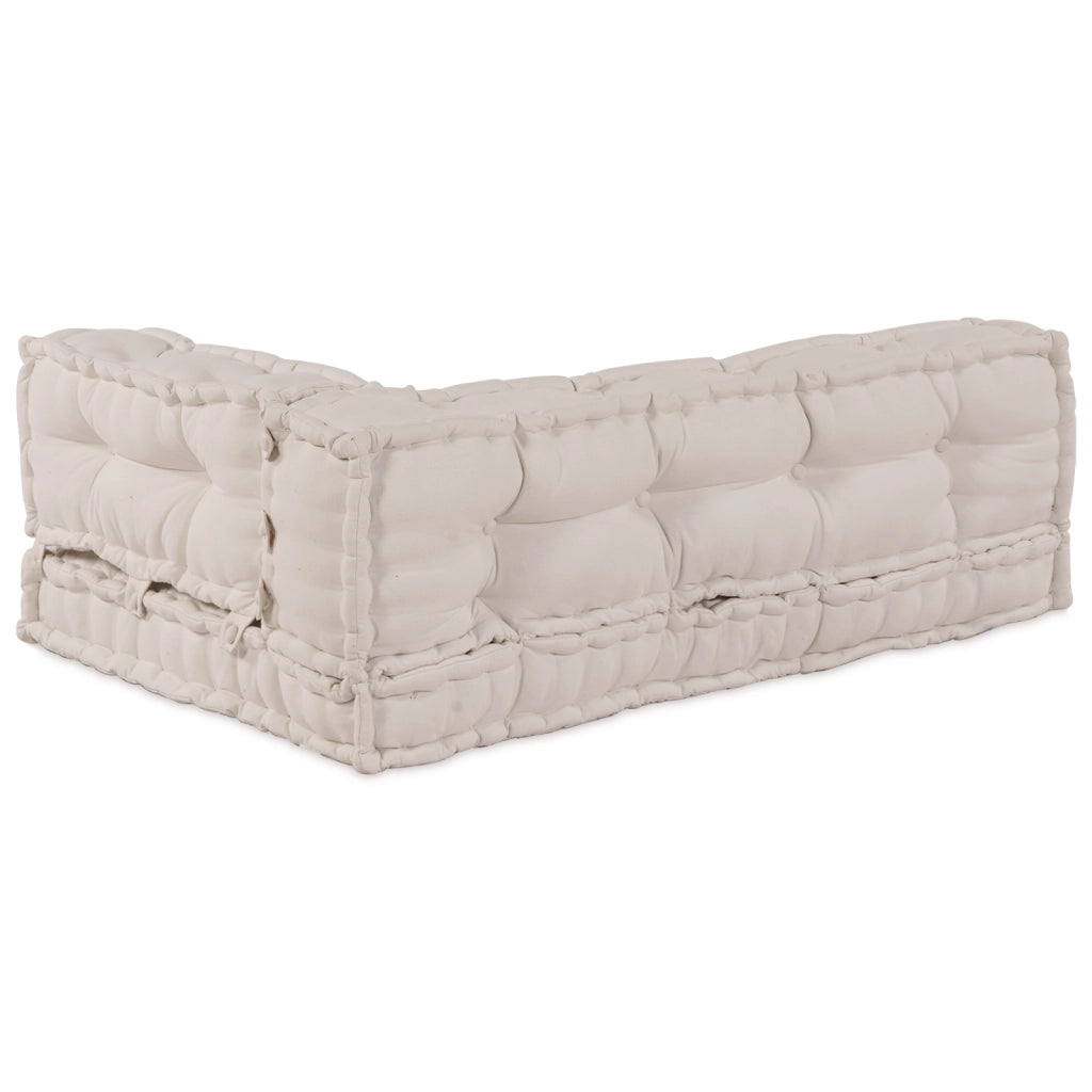 Cuscino per divano pallet con supporto per braccia e schienale in tessuto crema