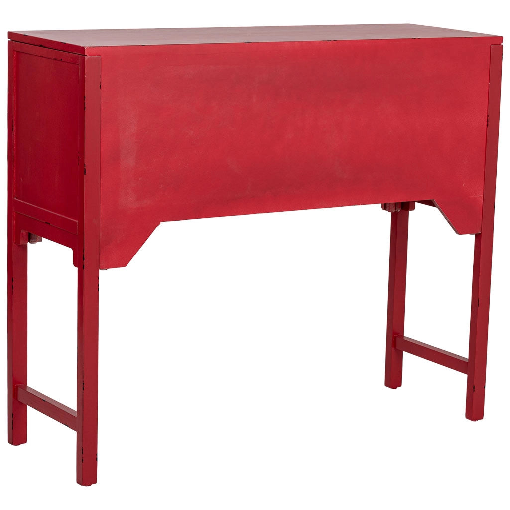 Tavolino da ingresso in legno rosso 120x40x102h cm