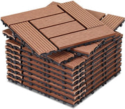 Set di lastre WPC 9 m², lastre stabili per balcone e giardino marrone 30x30cm