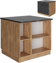 isola cucina Fame-Line, Grigio scuro, 90 cm con cassetto, senza piano di lavoro