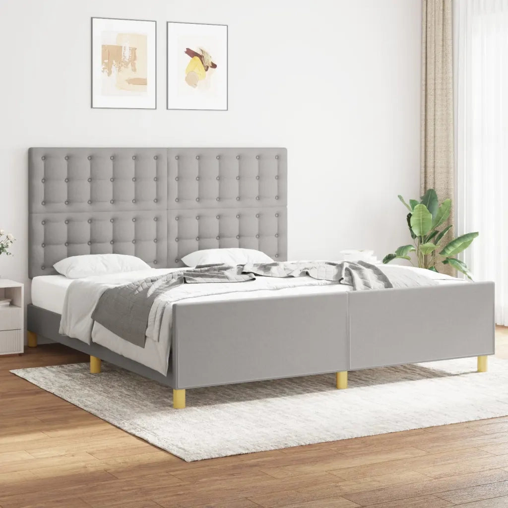 Giroletto con Testiera-Struttura Letto con testiera Grigio Chiaro 180x200 cm in Tessuto